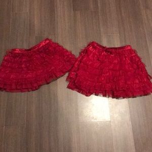 2 Girls red Gap ruffle skirt